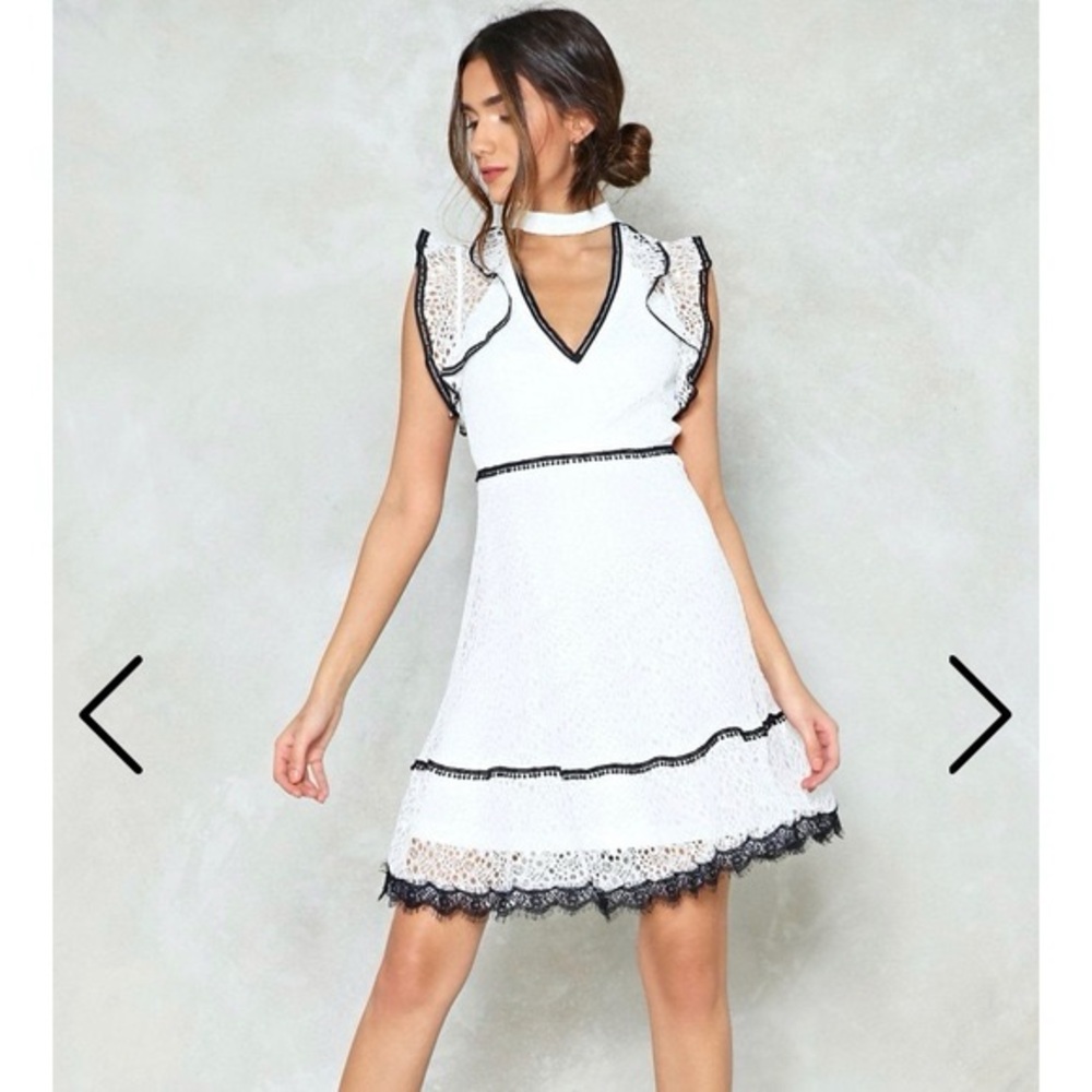 White and black lace dress
